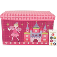 Bieco Folding Storage Box with Seat Bench Storage with Lid with Padded Princess (Prinzessin)