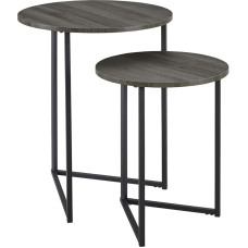Walker Edison Furniture Company Modern Round Metal Base Nesting Set Side Accent Living Room Storage Small End Table, Set of 2, Slate Grey