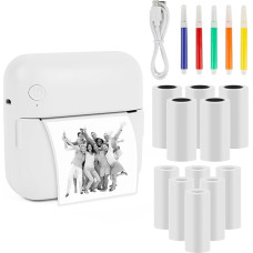 Comius Sharp Mini Printer for Smartphone, Bluetooth Thermal Printer, Smartphone Printer, Mobile Phone Printer with Label Printing Paper, Coloured Paper, Pens, Portable Pocket Printer for Android, iOS