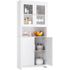 FOREHILL 190 cm Kitchen Cabinet Buffet Cabinet Display Cabinet Bookcase Tall Cabinet Multi-Purpose Cabinet with 4 Doors 84 x 32 x 190 cm White