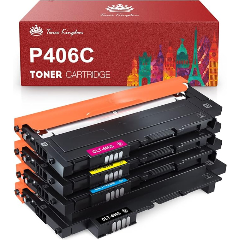 Toner Kingdom Replacement Compatible with Samsung CLT-406S CLT-P406C CLT-K406S Toner for Samsung Xpress SL C410W C460FW C460W C463W CLP-360 360N CLP-365 365W CLX-3300 CLX-3305 CLX-3305W