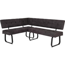 Hela Tische, Luise Corner Bench with Backrest, Microfibre Anthracite, Metal Blade Frame, Anthracite, Comfort Seat Spring Basket, 152 x 202 x 92 cm