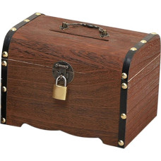 POHOVE Vintage Wooden Piggy Bank with Lock, Wooden Treasure Chest Box, Handmade Vintage Wooden Money Box, Safe Money Box Savings, Gift Toy for Children Kids