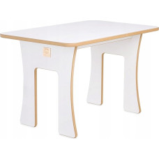 MISIOO Montessori Rectangular Children's Table for Children's Room Furniture - Rounded Edges - Laminated Surface - Simple Design - Dirt-Repellent - Height 50 cm - White - MDF - 80 x 50 cm