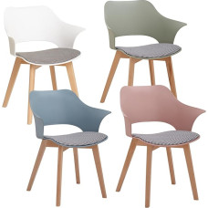 GrandCA HOME Set of 4 Nordic Kitchen Chairs, Dining Room Chairs with Solid Wood Legs, Padded Chairs for Bedroom, Living Room, Kitchen, Mix-2