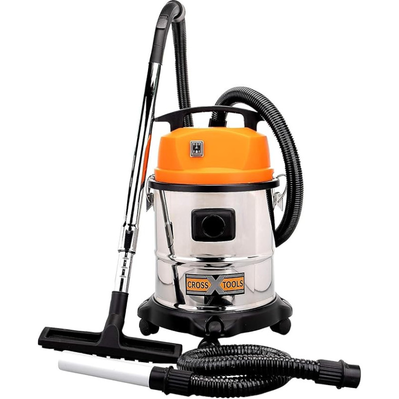 Cross Tools 4-in-1 Wet and Dry Vacuum Cleaner with Blowing Function, 20 L Container, 200 mbar Suction Power, Telescopic Tube, Combination Nozzles, Various Nozzles, Includes HEPA Filter, NTAS 1200