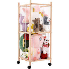 Ark miido Soft Toy Storage with Wheels, Cuddly Toy Storage Wood, Plush Toy Storage for Children's Room, Playroom, Living Room, Bedroom