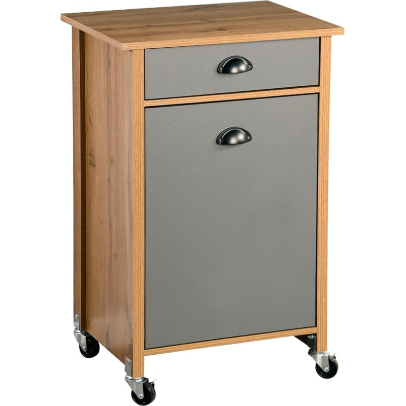 Kesper Kitchen trolley with waste separation system, material: fibreboard, dimensions: W 50 x H 79 x D 37 cm, colour: brown, grey, 25528 13