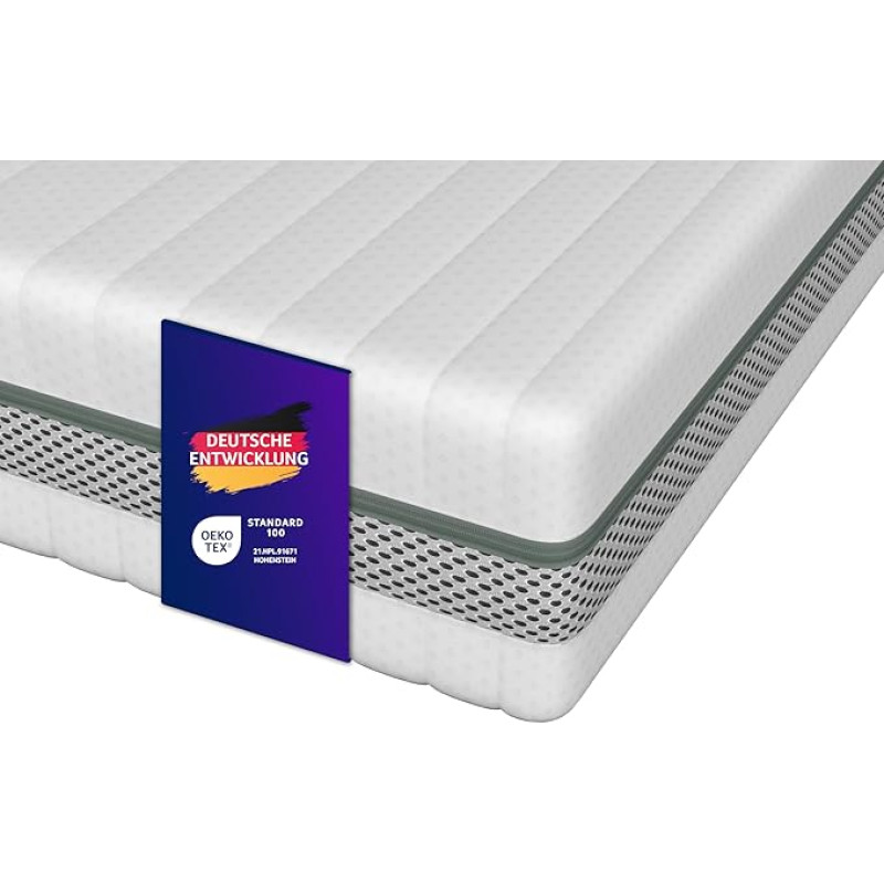 Traumnacht Premium 2-in-1 Duo Orthopaedic 7-Zone Cold Foam Mattress, Hardness Level 2 and 3, Oeko-Tex Certified, 120 x 200 cm, Height 20 cm, Produced according to German Quality Standard