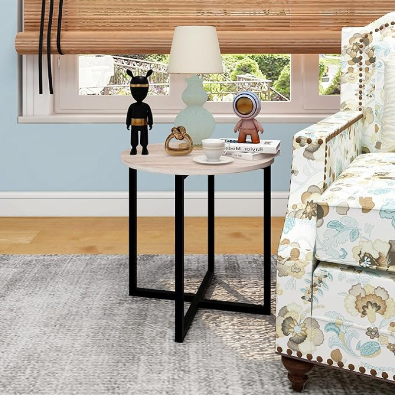 Small Round Coffee Table Kitchen Dining Table Modern Leisure Tea Table Office Conference Stand Desk Computer Study Desk Oak / Black