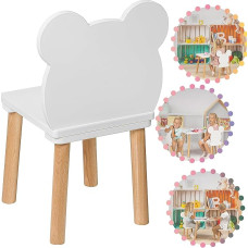 PlayPals Furniture Small Wooden Chair for Children, Children's Chair, Stool, 52 x 25 x 25 cm and a Seat Height of 27 cm, for 3,4,5,6,7 Years, Natural Children's Seat Furniture