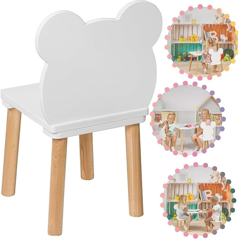PlayPals Furniture Small Wooden Chair for Children, Children's Chair, Stool, 52 x 25 x 25 cm and a Seat Height of 27 cm, for 3,4,5,6,7 Years, Natural Children's Seat Furniture