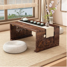 Modern Coffee Table for Living Room, Small Tea Table with Low Farmhouse Design, Nesting Tables for Lounge Area or Center Table, Walnut, 120cm