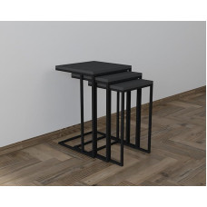 Hanah Home Stylish Nesting Table Set (3 Pieces), Black & Anthracite, 100% Melamine Coated, Metal Frame, 18 mm Thick, Perfect for Modern Living Spaces and Offices