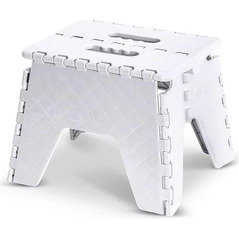 HTUK® Step Stool Heavy Duty Compact Plastic Non-Slip Kids Teenagers with Carry Handle for Home Kitchen Workplace (White)