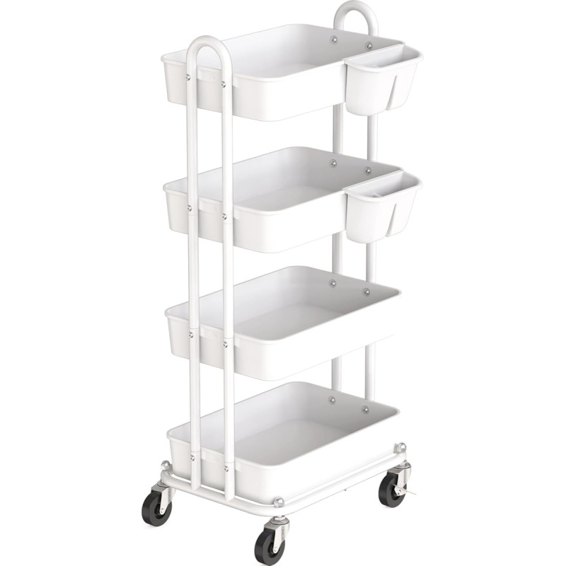 Simple Houseware Heavy Duty 4 Tier Trolley - White