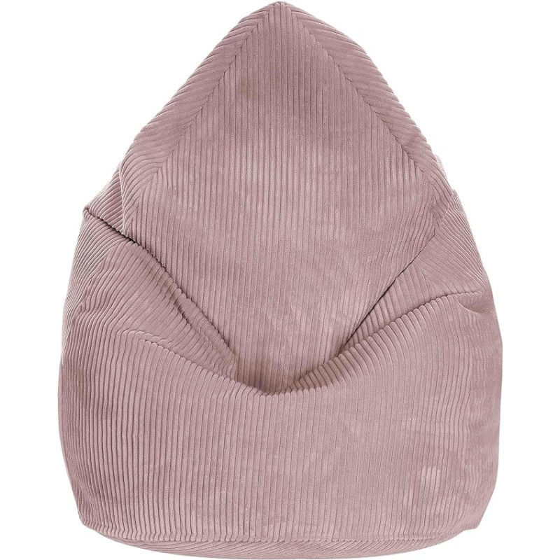 DreamRoots Bean Bag for Children, 80 x 80 x 120 cm, Cord Bean Bag Chair with Filling, Backrest and Cover, for Girls and Boys