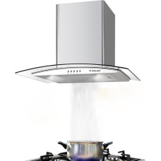 GASLAND GR60SP Silver Cooker Hood 60 cm, 500 m³/h Wall Mounted Wall Hood, 3 Levels Extractor Hood Stainless Steel with Glass, Wall Extractor Hood with Aluminium Grease Filter