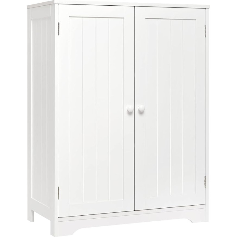 Meerveil Bathroom Cabinet Sideboard Modern with Double Doors and Adjustable Shelf MDF Painted Wood White 60 x 30 x 80 cm (W x D x H)