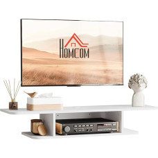 HOMCOM Schwebender TV-Einheit Ständer für Fernseher bis 40 Zoll, Wandmontierte Medienkonsole mit Ablagefach, Entertainment Center, Weiß