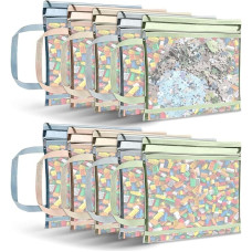 Afenau Zipper Mesh Bags A4 Double Layer Board Game Storage with Handle 5 Colors Nylon Zipper Bags for Toys Breathable Puzzle Bags Storage for School Office