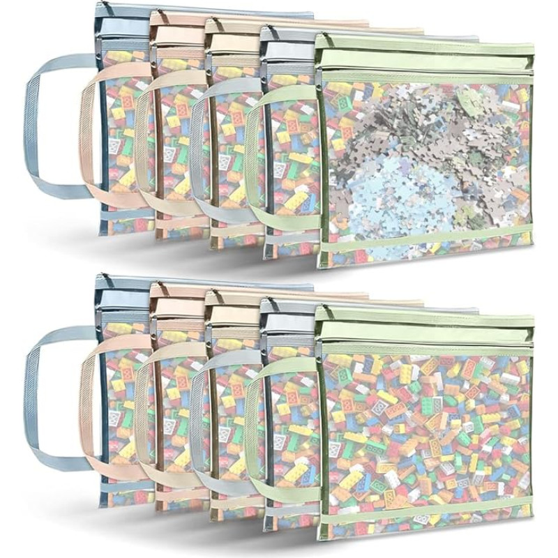 Afenau Zipper Mesh Bags A4 Double Layer Board Game Storage with Handle 5 Colors Nylon Zipper Bags for Toys Breathable Puzzle Bags Storage for School Office