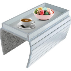 IGTOPS Upgrade Sofa Tray, Non-Slip Armrest Tray, Couch Tray Made of Bamboo, Sofa Arm Rest Table, Couch Drink Holder with Non-Slip Cork Pad, Organiser & Couch Shelf (Grey)