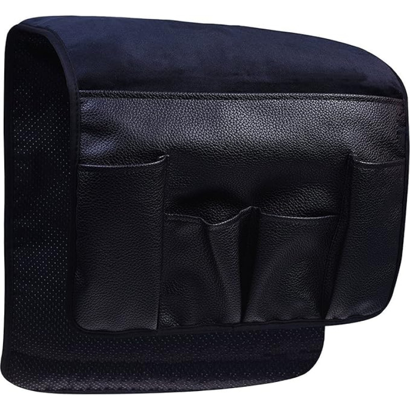 Wommty Black Velvet Sofa Couch Chair Armrest Soft Caddy Organizer Holder for Remote Control, Cell Phone, Book, Magazines, Pencil