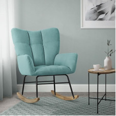 ML-Design Sage Rocking Chair with Terry Cloth Look Cover, Padded Swing Chair with Wooden Skids, Relaxing Chair with Armrests for Living Room, Bedroom, Balcony, Relaxing Chair, Wing Chair