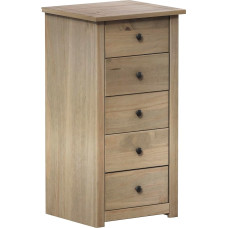 Vida Designs Panama Chest of Drawers 5 Drawers Narrow in Natural Wax Oak Solid Pine Bedroom Furniture