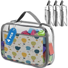 Toy Blocks Set with Zipper for Boys and Girls, Extra Large PVC Storage Bags with Mesh Side Pockets for Puzzle, Clay, Book, Small Models and Mini Plush Toys, Size XL: 26.5 x