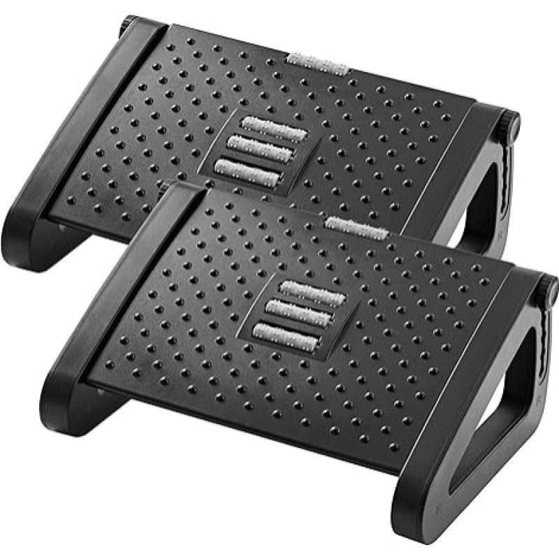 HEETA Footstool Desk, Height-Adjustable Footstool, Ergonomic Footrest with Massage Function for Office and Home, Easy to Assemble, Pressure Relief, Pack of 2