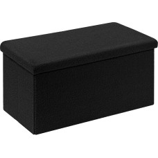 Bonlife Bench with Storage Space, Foldable Bench, Velvet Footstool Chests Storage Box with Lid, Black, 80 x 40 x 40 cm
