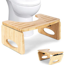 TNBRUA Foldable Toilet Stool, Toilet Aid Step Stool, Physiological Stool Bathroom for Adults/Children, Toilet Stool Fights Hemorrhoids, Constipation, Bloating (Wood)