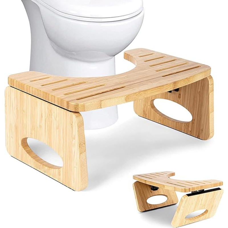 TNBRUA Foldable Toilet Stool, Toilet Aid Step Stool, Physiological Stool Bathroom for Adults/Children, Toilet Stool Fights Hemorrhoids, Constipation, Bloating (Wood)