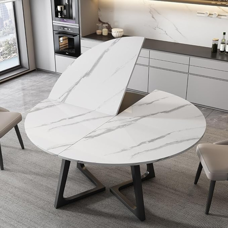 SEIFE Runde, Faltbare Tischplatte, 139,7–218,4 cm, Holz, Tischplattenverlängerung, temporärer Ersatz für Tischplatten, Catering-Bankett-Partytische, für drinnen und draußen(Stone,170cm/66.9in)