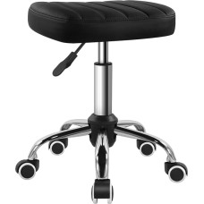 BFTOU Black Minimalist Square Swivel Stool with Wheel Perfect for Work SPA Shop Massage Height-Adjustable and Cost-Effective Rolling Stool Chair