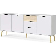 Dmora Sideboard with Three Doors and Three Drawers White and Oak Dimensions 195 x 81 x 39 cm