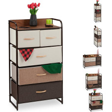 Relaxdays Fabric Drawer Cabinet with Steel Frame, 4 - 7 Drawers, Shelf & Folding Baskets, Various Designs, Brown