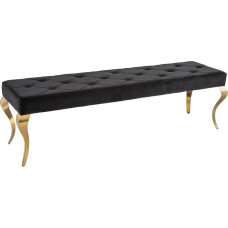Riess Ambiente Designer Bench Modern Baroque 175 cm Black Velvet Gold Stainless Steel Dining Room Bench Kitchen Bench Upholstered Bench