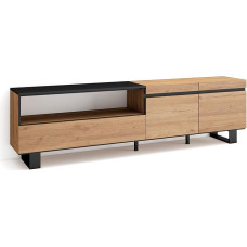 Skraut Home TV Cabinet, Lowboard, for Living Room and Dining Room, 200 x 57 x 35 cm, for TVs up to 80 Inches, Industrial Design, Modern Style, Oak Black