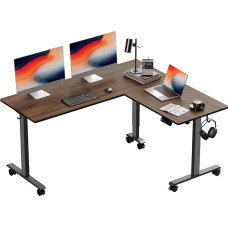 BEXEVUE L-Shaped Electric Desk, Height Adjustable, 160 x 140 cm, L Shape Standing Desk with 3 Memory Functions, Anti-Collision Technology, Interchangeable Left and Right, Computer Desk, Ergonomic
