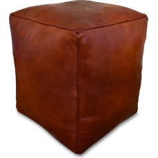 Poufs&Pillows Square Leather Pouf XL - Handmade - Supplied Filled - Ottoman Bean Bag Footstool (Honey Brown)