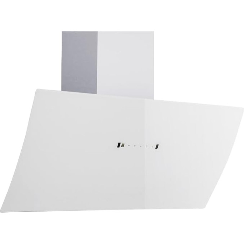 Respekta Cooker Hood Headless / Cooker Hood Angled 90 cm / Stainless Steel Housing with Glass Shade in White / Exhaust and Recirculation Function / CH99090WA / A / 65-72 dB