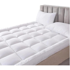 IMFAA 10cm Deep Mattress Topper Quilted Hypoallergenic Microfibre with Secure Corner Straps Includes Fitted Sheet (Topper + White Fitted Sheet, King: 150 x 200 x 10 cm)