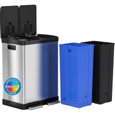 iTouchless SoftStep 16 Gallon Step Trash Can / Recycle Bin – 61 Liter Stainless Steel Kitchen Trash Can – 2 8-Gallon Removable Inner Buckets – Perfect for Kitchen, Office, Home