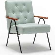 UNICOO Moderne Akzentstühle, Mid-Century Sessel Wohnzimmerstuhl Freizeitstuhl mit Metallbeinen, Empfangs-Seitenstühle (ZKL-222K Diamantgrün)