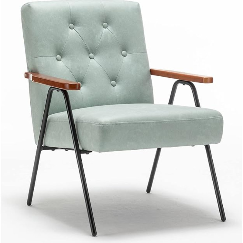 UNICOO Moderne Akzentstühle, Mid-Century Sessel Wohnzimmerstuhl Freizeitstuhl mit Metallbeinen, Empfangs-Seitenstühle (ZKL-222K Diamantgrün)