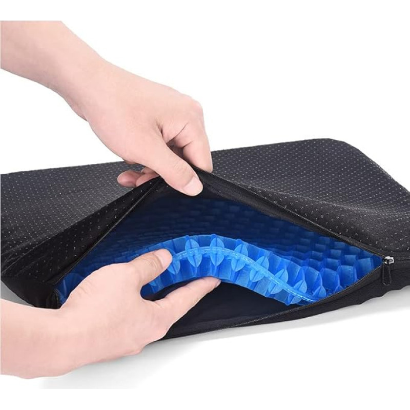 Chair Cushion, Gel Car Seat Cushion, Honeycomb Gel Wheelchair Cushion for Driving, Airplane Travel, Orthopedic, Coccyx, Office, Pressure Sore, Sciatica, Stadium Seat, Computer Gaming Chair (Blue, 45 x