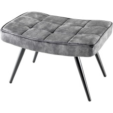 Riess Ambiente Scandinavia Modern Stool Grey Velvet Black Metal Legs Footstool Footrest Side Stool Storage Stool Living Room Stool Velvet Stool